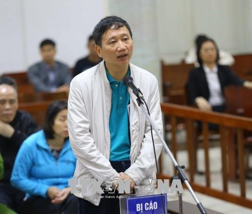 Ông Trịnh Xuân Thanh trong phiên tòa sáng nay. Ảnh TTXVN.