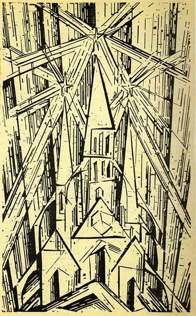 Tác phẩm khắc gỗ Kathedrale của Lyonel Feininger.