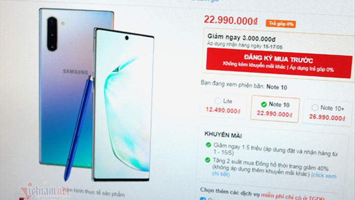 Giá Galaxy Note 10 giảm sốc, cơ hội mua máy cao cấp giá hạ