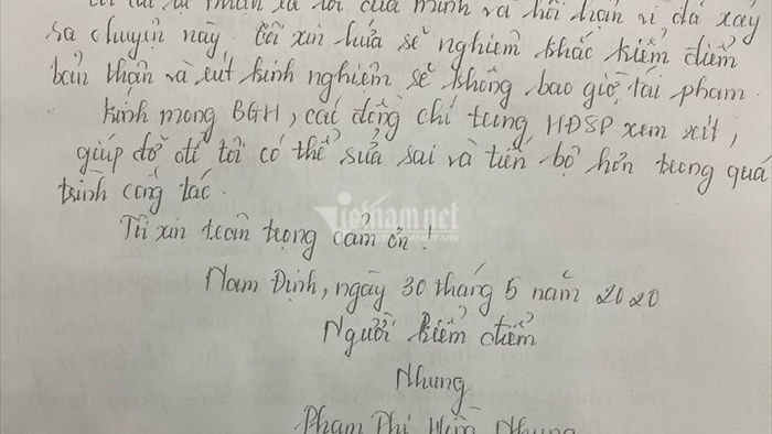 Bản tường trình của cô giáo trẻ đánh học sinh bầm tím tay