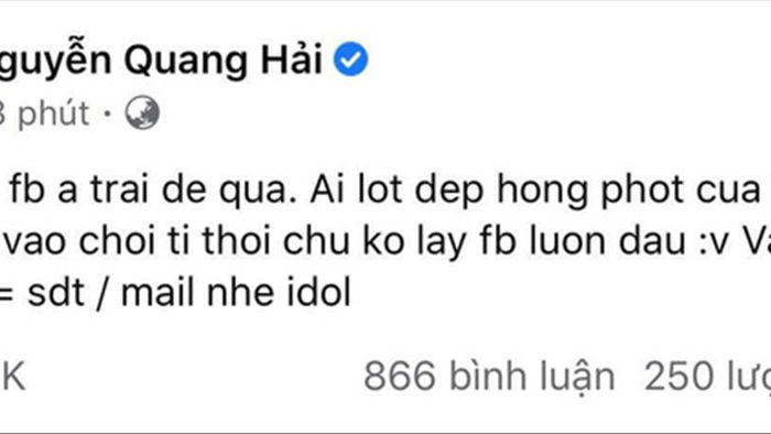 Động thái mới nhất làm nhiều người bất ngờ của Quang Hải sau status thông báo bị hack tài khoản Facebook  - Ảnh 1.