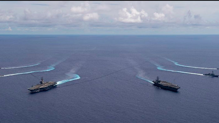 Hình ảnh cuộc tập trận của tàu sân bay Mỹ trên Biển Đông