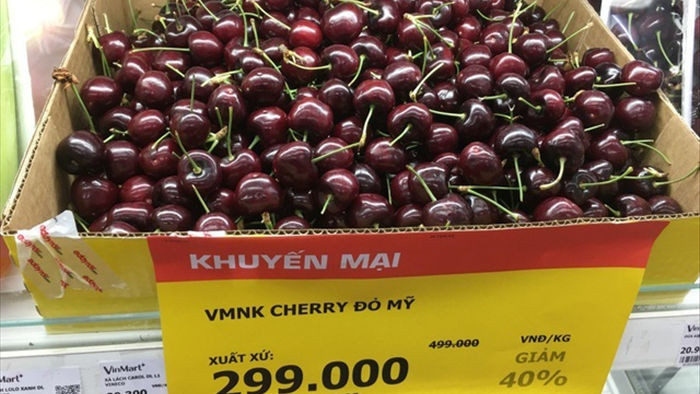 Cherry nhập khẩu rẻ chưa từng thấy, chỉ 299.000 đồng/kg bán đầy siêu thị