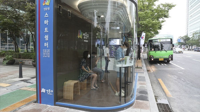 Nhà chờ xe buýt thông minh, ngừa virus tại Hàn Quốc