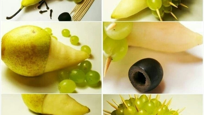 cách làm con vật bằng hoa quả 7