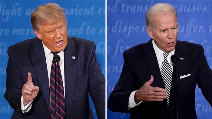 Tổng thống Trump và ứng viên đảng Dân chủ Biden trong cuộc tranh luận đầu tiên. Ảnh: The Hill 