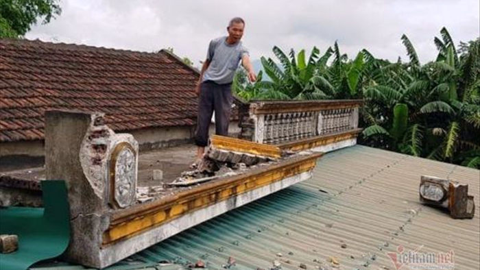 Nổ mìn đá bay tung tóe, sập mái nhà dân ở Thanh Hóa