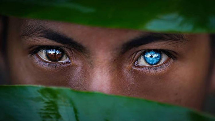 Kỳ lạ bộ tộc có đôi mắt xanh cực hiếm ở Indonesia - 1