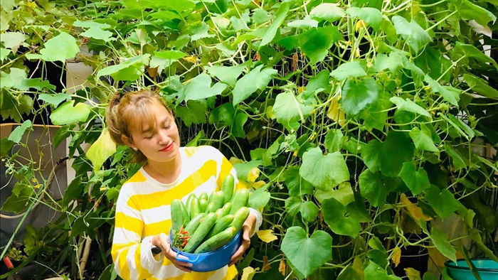 Khu vườn 20m2 rau trái tươi tốt trên sân thượng của vợ chồng trẻ ở Sài Gòn - 10