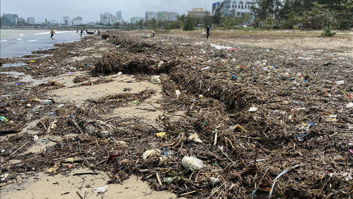[Ảnh] Hơn 500 tấn rác dạt vào bãi biển Đà Nẵng - Ảnh 2.
