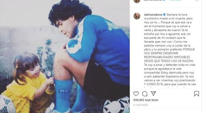 Con gái Maradona viết tâm thư xúc động tiễn biệt cha - 1