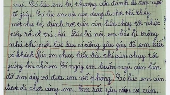 Bài văn tả con chó amp;#34;bá đạoamp;#34; của bé tiểu học, CĐM hốt hoảng tưởng amp;#34;chó thành tinhamp;#34; - 1