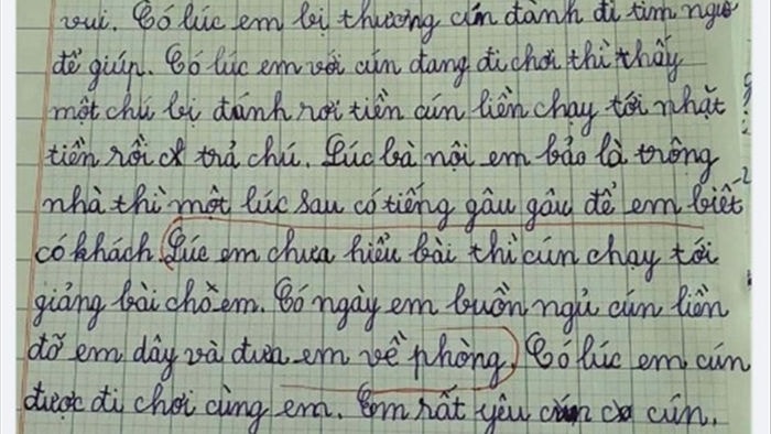 Bài văn tả con chó amp;#34;bá đạoamp;#34; của bé tiểu học, CĐM hốt hoảng tưởng amp;#34;chó thành tinhamp;#34; - 1