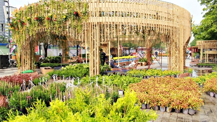 Công nhân gấp rút hoàn thiện những hạng mục cuối cùng của đường hoa Nguyễn Huệ - 12