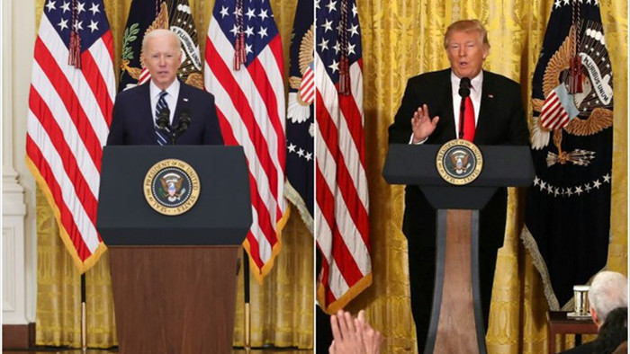 Phong cách họp báo khác biệt hoàn toàn giữa Biden và Trump - 1