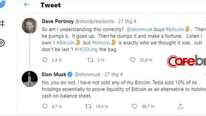 Bị tag hẳn tên vào bài đăng tố làm giá Bitcoin, âm thầm mua đáy, bán đỉnh, thao túng thị trường, Elon Musk đáp trả 1 câu hút gần 100.000 lượt thích - Ảnh 2.