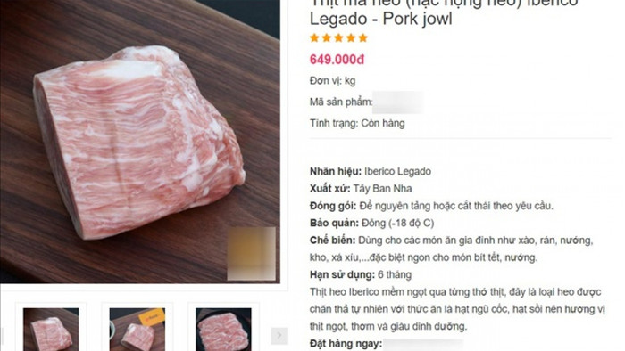 Nạc nọng lợn nhập khẩu có giá lên tới 650.000 đồng/kg.