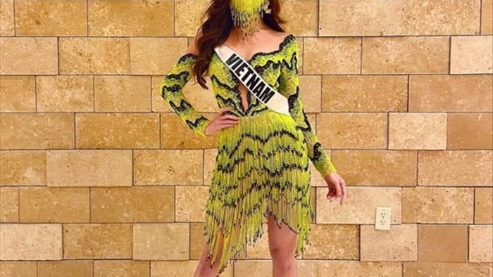 Khánh Vân mặc váy 'ruộng bậc thang', hoa hậu Indonesia gây sốc ở Miss Universe