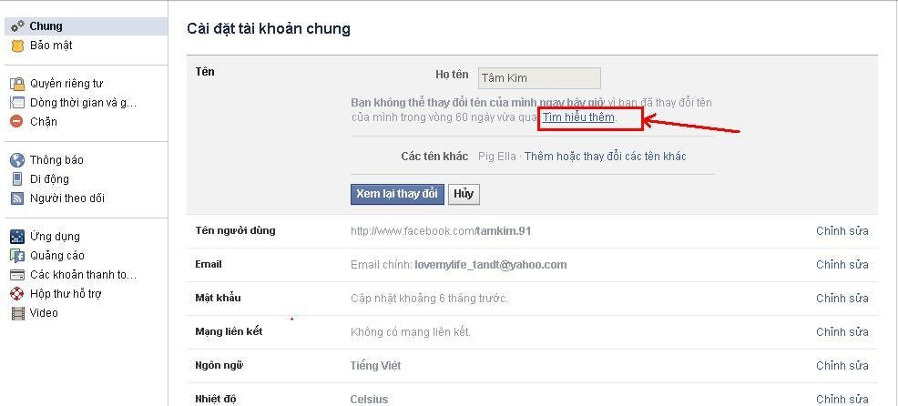 Hướng dẫn đổi tên Facebook khi chưa đủ 60 ngày