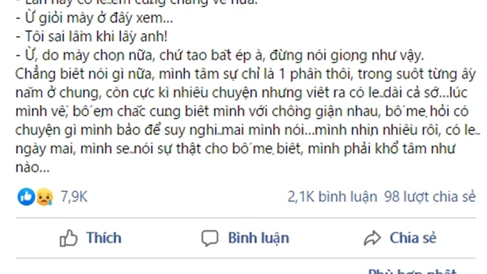 Tâm sự xé lòng của cô vợ phải sống trong 