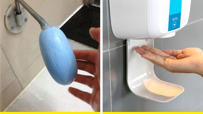 Trong các toilet tại Hàn Quốc, bạn có thể bắt gặp bánh xà phòng rửa tay được bố trí thay vì lọ dung dịch sát khuẩn.