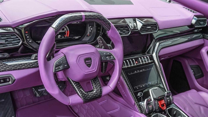 Ngắm nội thất màu tím mộng mơ trên siêu SUV Lamborghini URUS - 1