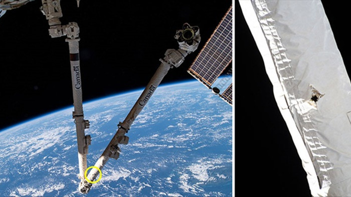 Rác không gian đâm thủng cánh tay robot của Trạm Vũ trụ Quốc tế ISS - 1