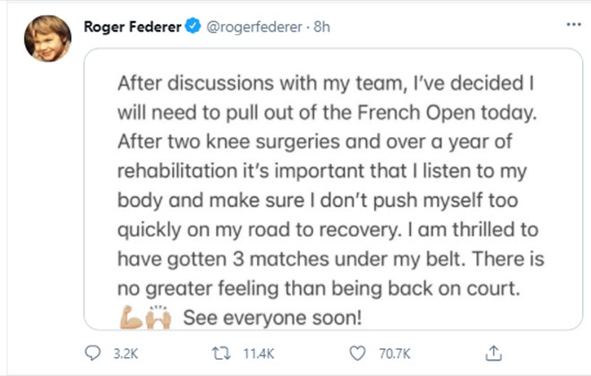 Federer bất ngờ rút khỏi Roland Garros 2021, quyết dồn sức cho Wimbledon-1