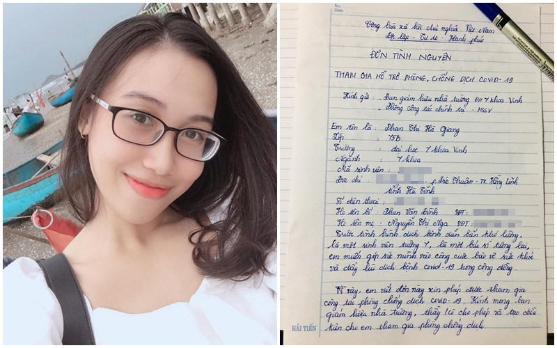 Nữ sinh Hà Tĩnh viết đơn tình nguyện tham gia chống dịch Covid-19-1