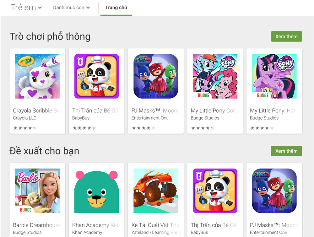 Google Play đã có thẻ ứng dụng dành cho riêng cho trẻ em-1