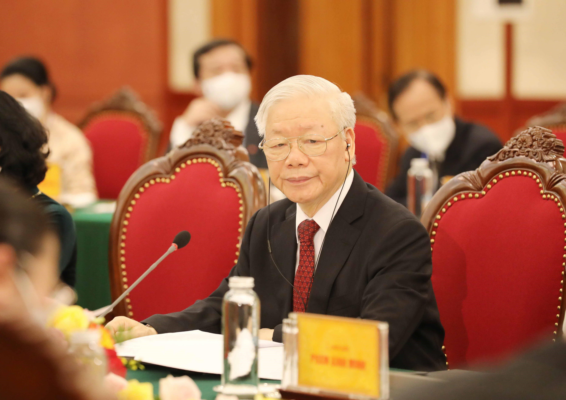 Tổng Bí thư Nguyễn Phú Trọng phát biểu tại hội đàm. (Ảnh: Phương Hoa/TTXVN)