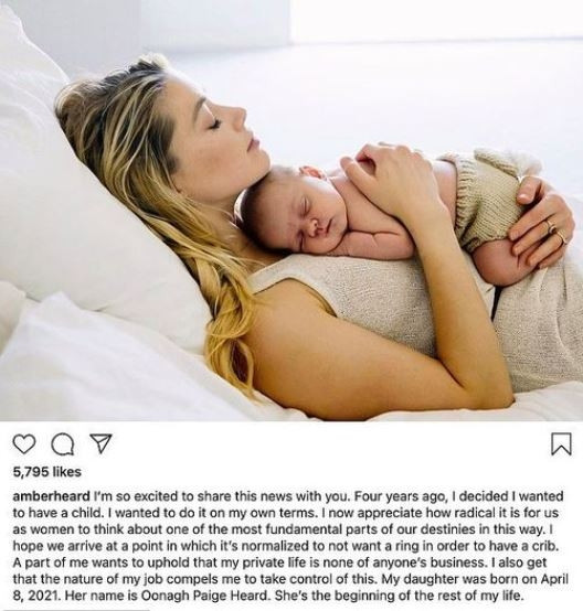 Amber Heard chào đón con gái đầu lòng bằng phương pháp mang thai hộ