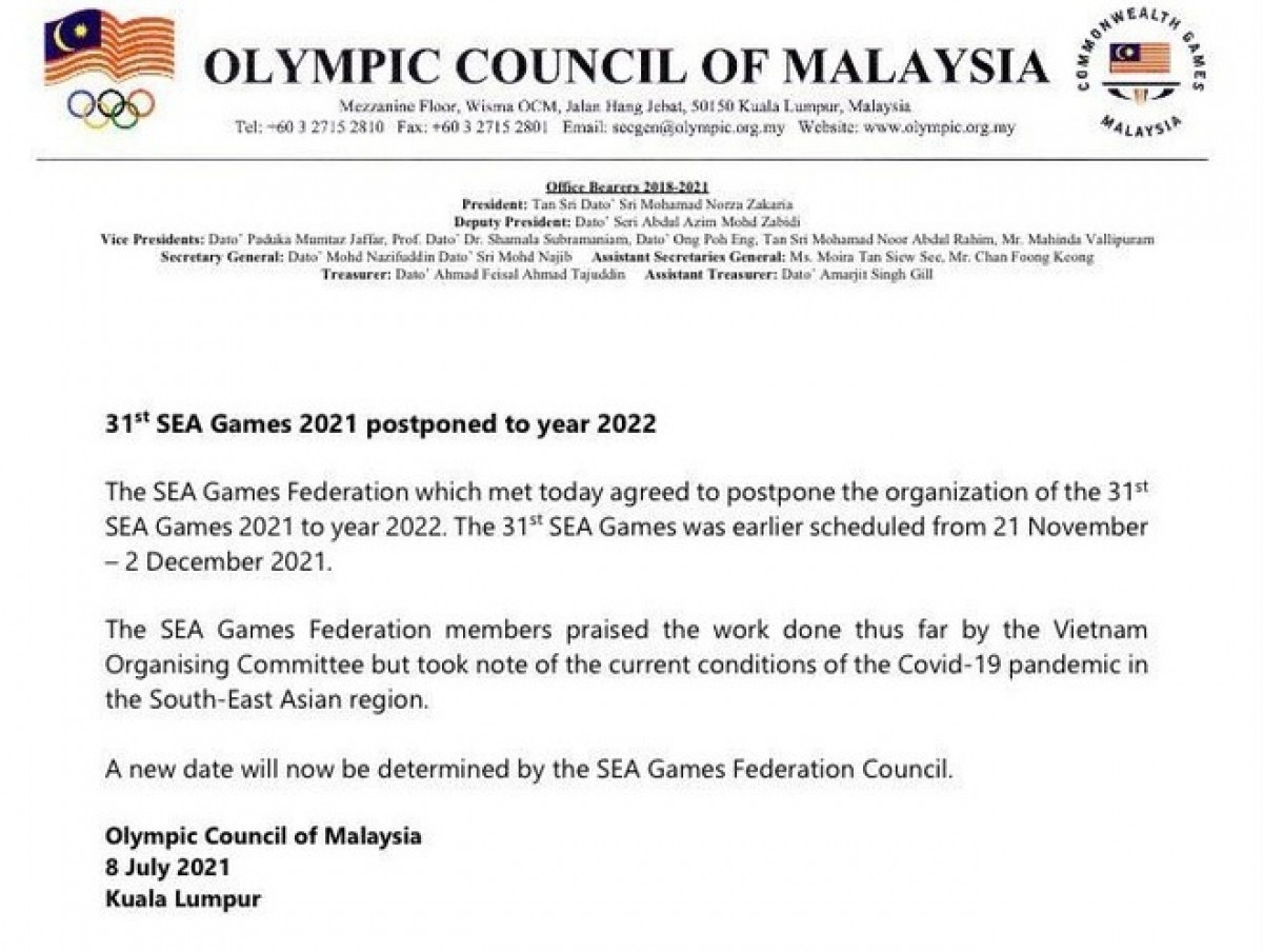 Thông báo của Ủy ban Olympic Malaysia