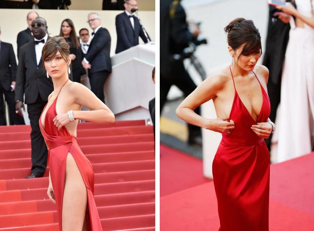 Bella Hadid 2 lần lộ hàng ở Cannes, lần nào cũng lộ ngay tam giác-4