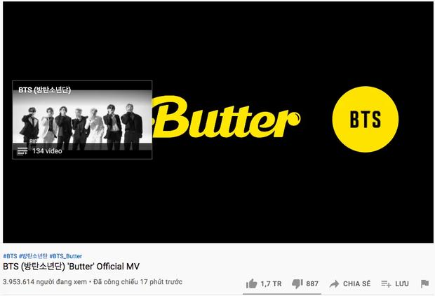 MV nào có thành tích cao gấp 127 lần lượt xem công chiếu so với Butter BTS?-1