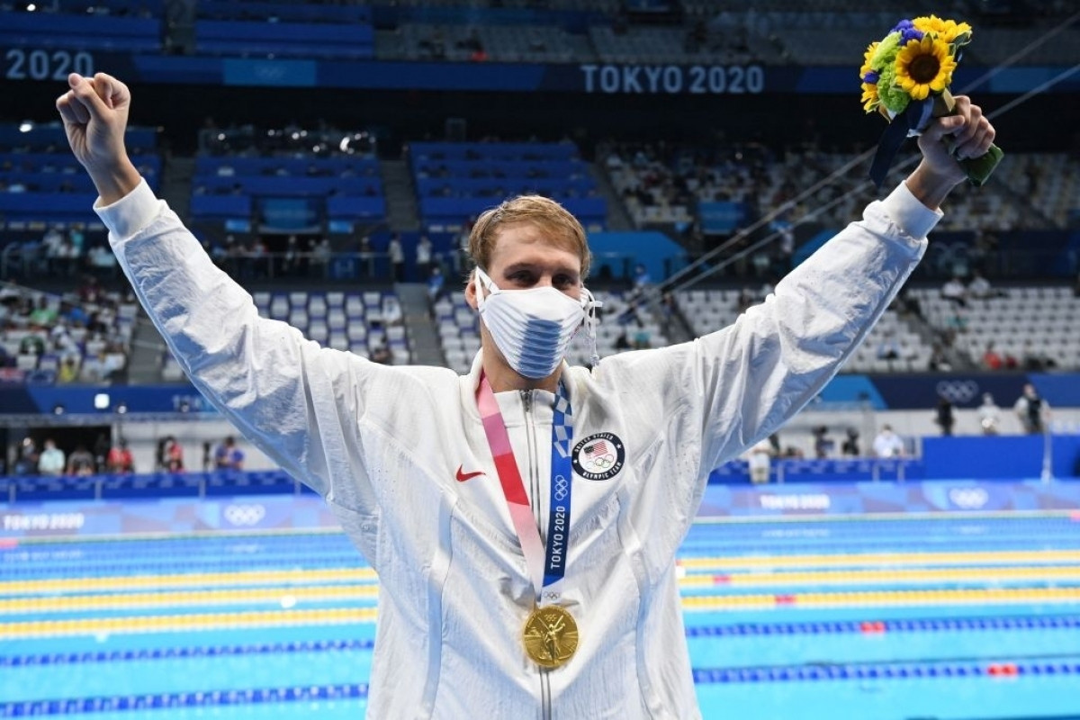 Chase Kalisz giành HCV đầu tiên cho Mỹ ở Olympic Tokyo 2020 (Ảnh: Getty).