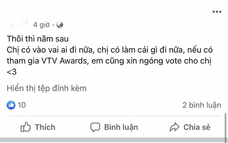 Phương Oanh của 'Hương vị tình thân' chủ động rút khỏi đề cử VTV Award