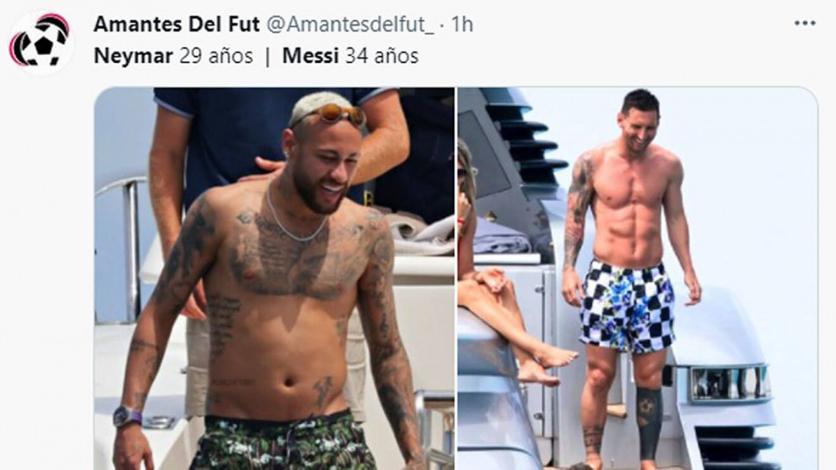 Cư dân mạng nhanh chóng so sánh chiếc bụng to của Neymar với Lionel Messi, người vừa khoe cơ bụng 6 múi chuẩn mực trong kỳ nghỉ hè.
