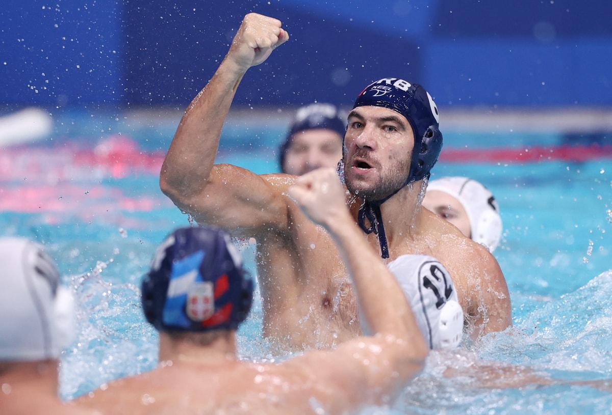 Đội bóng nước nam Serbia giành HCV cuối cùng của Olympic Tokyo 2020. (Ảnh: Reuters).