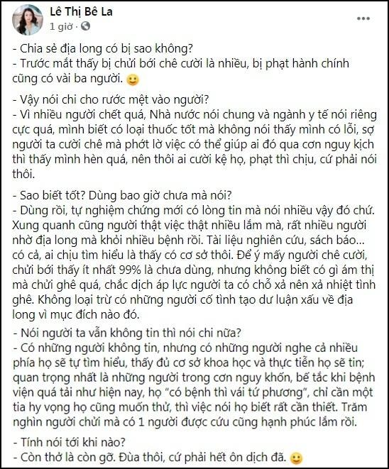 Lê Bê La tuyên truyền thuốc chữa COVID: Phải nói, phạt thì chịu-3