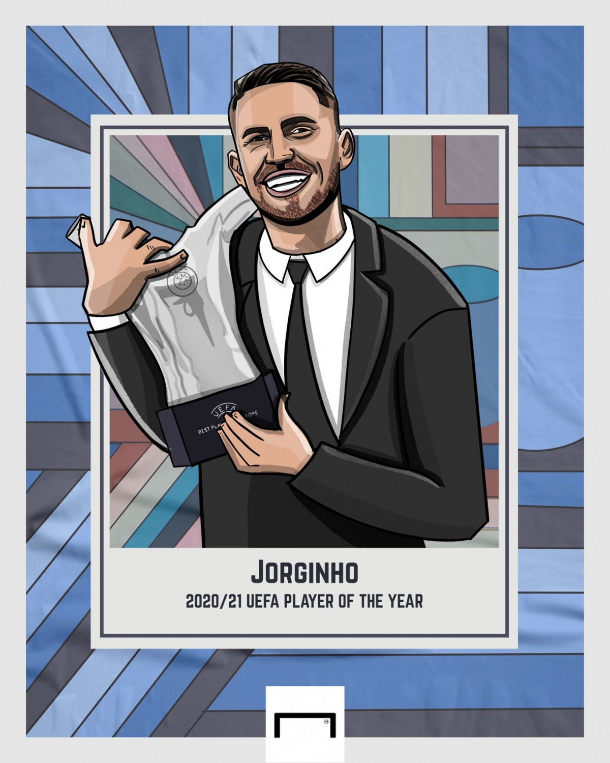 Jorginho đoạt giải Cầu thủ xuất sắc nhất châu Âu mùa 2020/2021. (Ảnh: Goal)