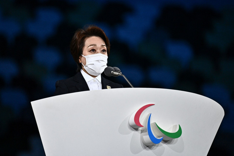 Bà Seiko Hashimoto, trưởng ban tổ chức Olympic & Paralympic Tokyo 2020 phát biểu trước lễ bế mạc Paralympic Tokyo 2020.