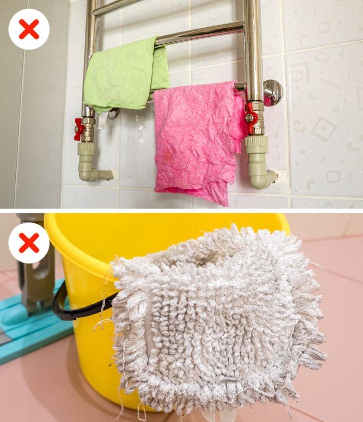 Các loại khăn lau, xô chậu cũng không nên để trong phòng tắm có độ ẩm cao.