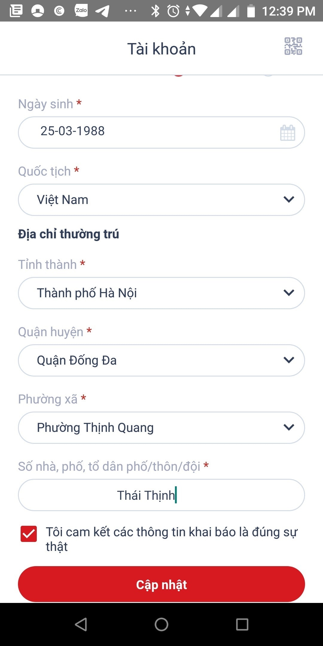 Hướng dẫn khai báo di chuyển nội địa trên app VNEID