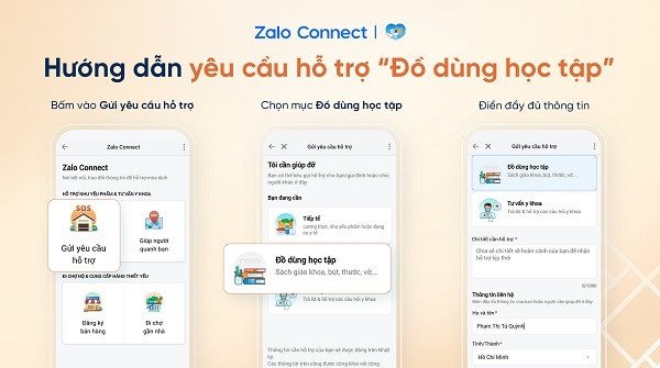 Hỗ trợ đồ dùng học tập cho học sinh qua Zalo Connect