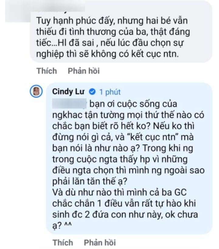 Cindy Lư nổi đóa bình luận Hoài Lâm có vợ con là sai-1