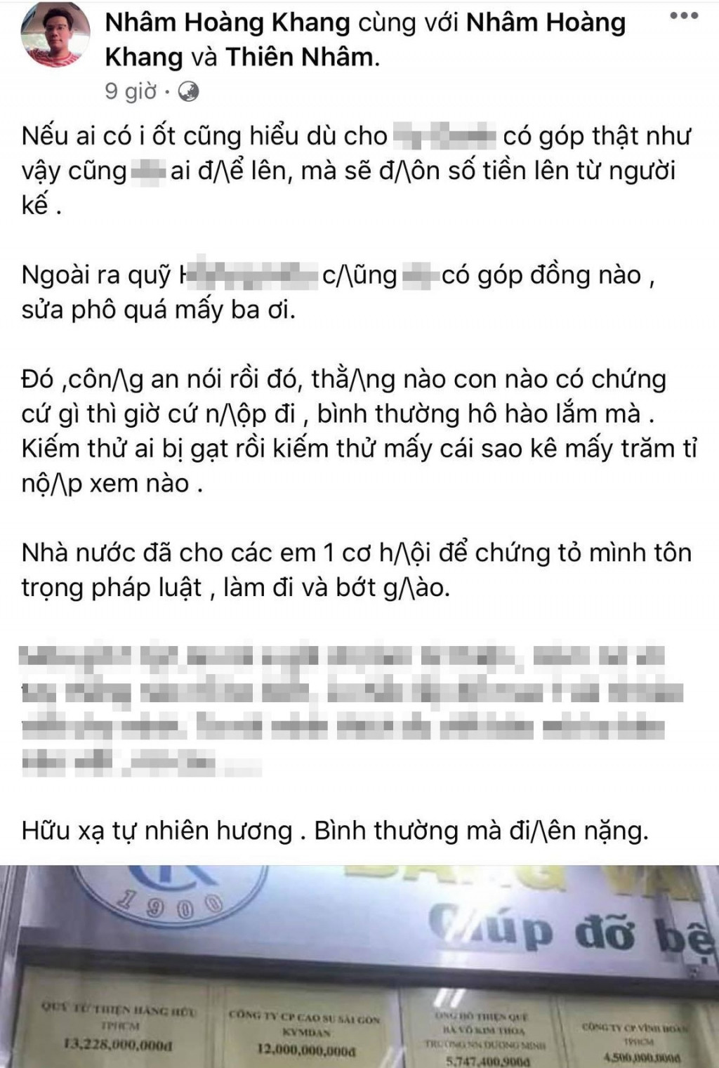 Chia sẻ cuối cùng của Nhâm Hoàng Khang trên mạng xã hội trước khi bị bắt