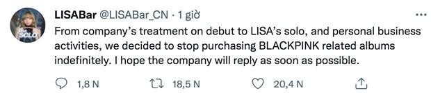 Trạm fans Lisa lớn nhất Trung Quốc tuyên bố dừng mua LALISA-1