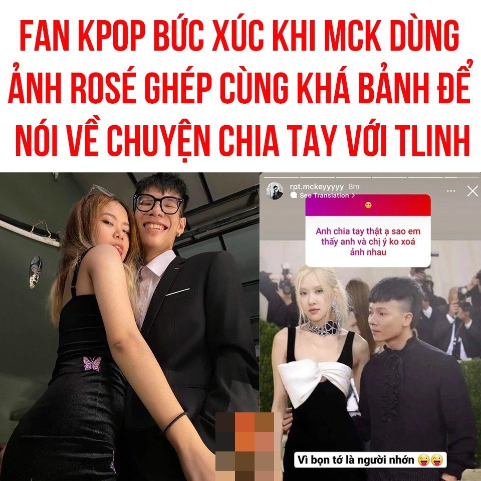 Ẩn ý chia tay TLinh, MCK bị ném đá vì dùng ảnh Rosé ghép Khá Bảnh-2