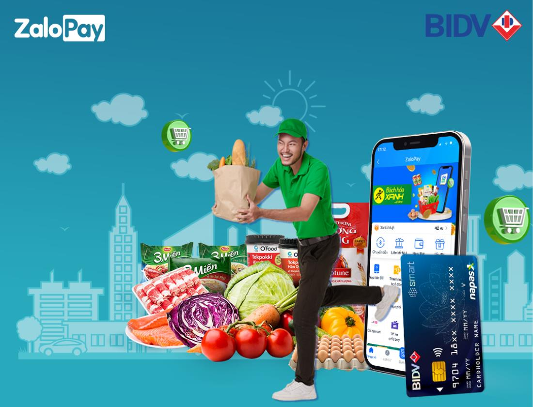 BIDV, ZaloPay tặng voucher 100.000 đồng cho khách hàng mua sắm tại Bách Hóa Xanh - 1